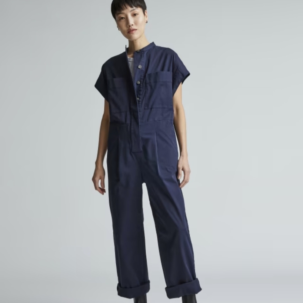 Everlane The Easy Workwear Jumpsuit Navy Blue Size Large